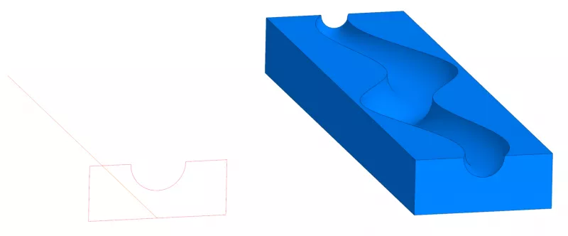 Fig. 1. Sweep operation. The section shape is modified using user-defined functions and constraints